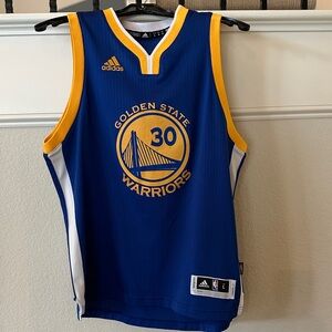 adidas Golden State Warriors Blue and Yellow Jersey #30